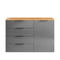 Aparador mueble salón 1 puerta 4 cajones madera gris Tomei Descueto