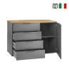 Aparador mueble salón 1 puerta 4 cajones madera gris Tomei Oferta