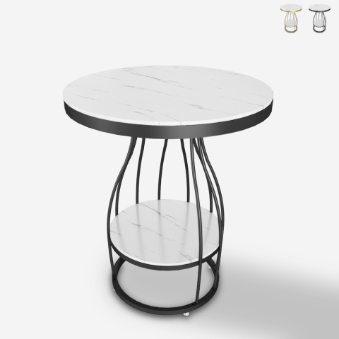 Mesa de centro redonda 50x63 cm metal dorado negro y mármol Neep XL Promoción