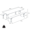 Conjunto Mesa y Bancos de Madera para Eventos y Jardín 220x80 Stock