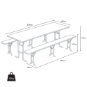 10 Conjuntos Mesa y Bancos 3 patas Madera Eventos 220x80 Stock Elección