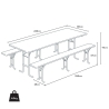 10 Conjuntos Mesa y Bancos 3 patas Madera Eventos 220x80 Stock Elección
