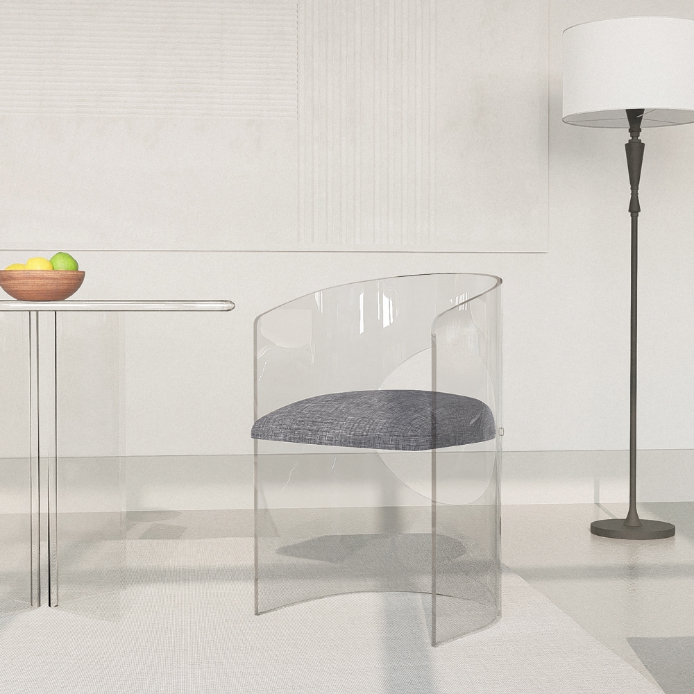 Silla butaca de diseño elegante de policarbonato transparente Dorian