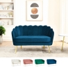 Sofá de 2 plazas de terciopelo con forma de concha estilo vintage con patas doradas Balos Catálogo
