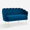 Sofá de 2 plazas de terciopelo con forma de concha estilo vintage con patas doradas Balos Stock