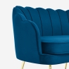 Sofá de 2 plazas de terciopelo con forma de concha estilo vintage con patas doradas Balos Características