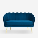 Sofá de 2 plazas de terciopelo con forma de concha estilo vintage con patas doradas Balos Elección