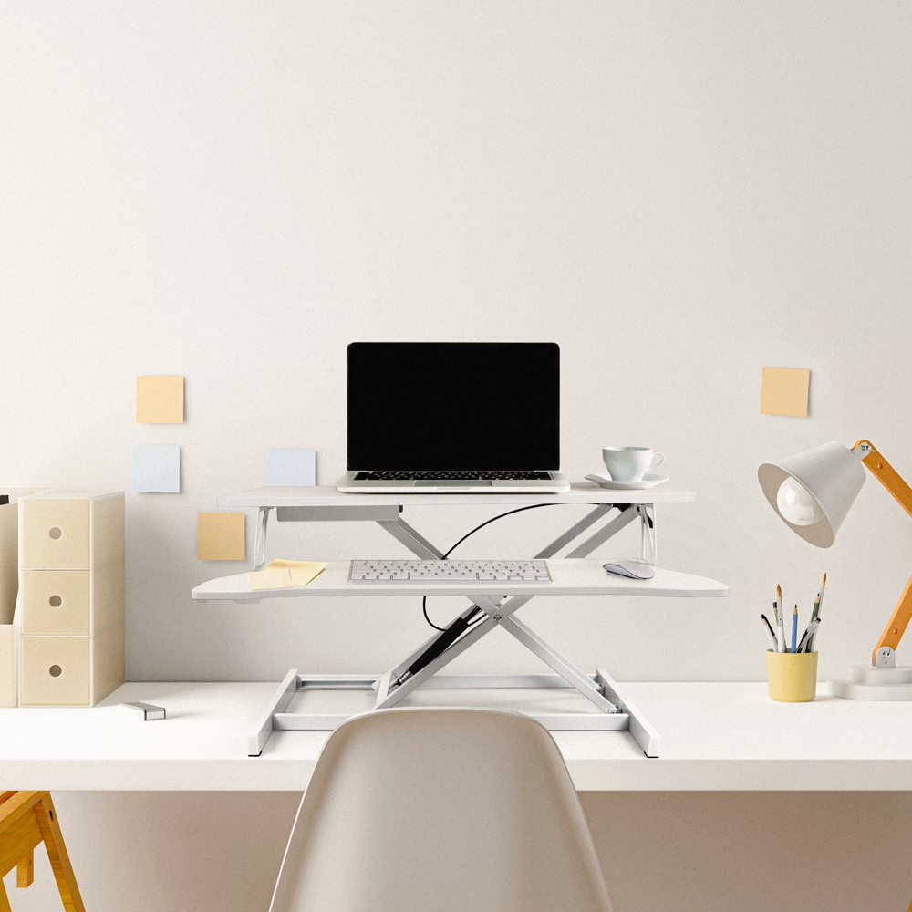 Soporte para monitor de PC de escritorio, ajustable en altura, blanco y negro Jallo Promoción