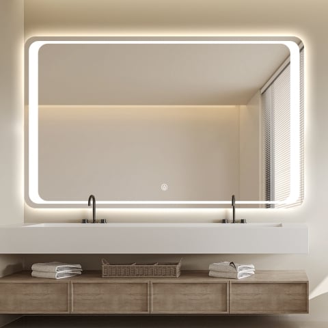 Espejo de baño rectangular 130x80cm retroiluminado con luz led Morgen XL Promoción