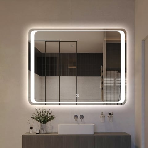 Espejo de baño retroiluminado con luz led rectangular 70x90cm Morgen L Promoción