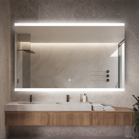 Espejo de baño rectangular retroiluminado de 130x80cm con luz led Krona XL Promoción