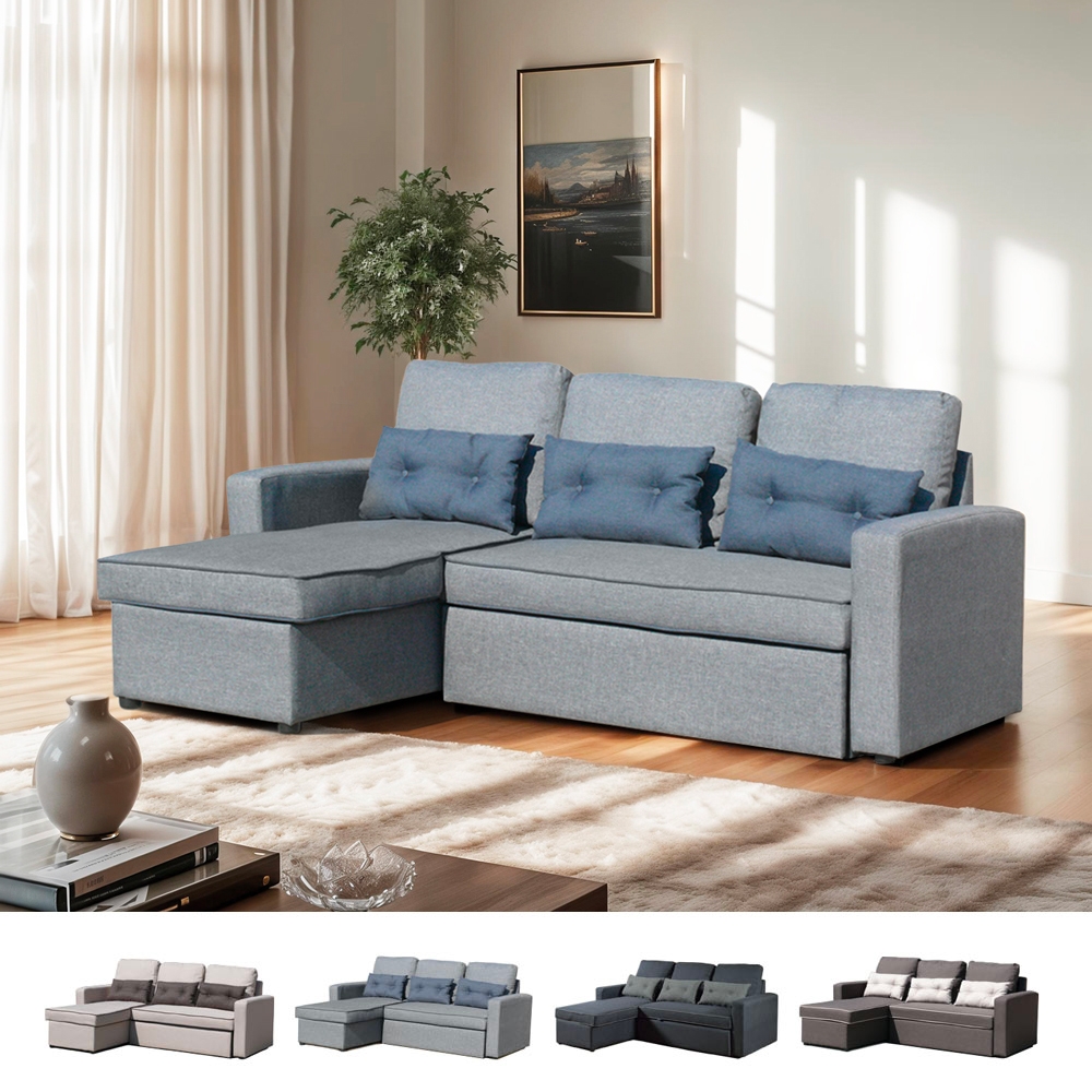 Sofá cama de esquina de 3 plazas con cojines para sala de estar Smeraldo Promoción Sofá cama de esquina de 3 plazas con cojines para sala de estar Smeraldo Promoción