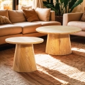 Mesa centro redonda de madera de 80cm para salón o sala de estar Nauru Venta