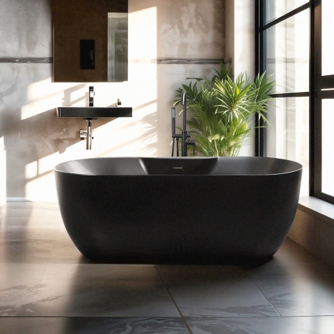 Bañera negra mate exenta ovalada de 170x75cm Heraklia Dark Promoción