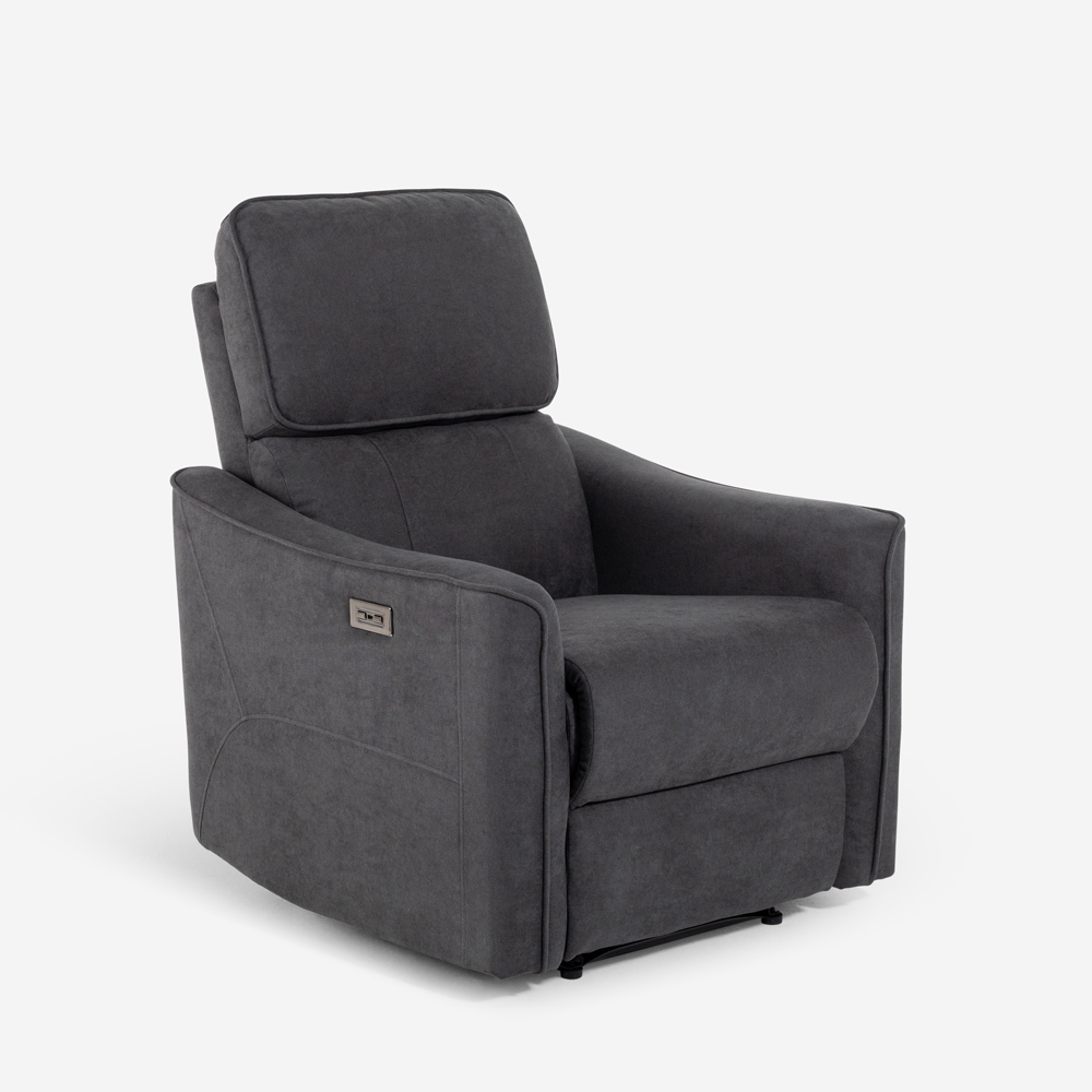Sillón relax eléctrico ergonómico reclinable de tela con USB Chiara