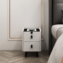 Mesita de noche blanca para dormitorio con luz led y carga inalámbrica Tainy Venta
