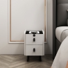 Mesita de noche blanca para dormitorio con luz led y carga inalámbrica Tainy Venta