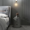 Mesita de noche moderna redonda con carga inalámbrica, luz led y 2 cajones Mohot Venta