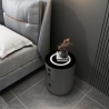 Mesita de noche moderna redonda con carga inalámbrica, luz led y 2 cajones Mohot Descueto