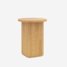 Mesa de centro redonda para salón 45x55cm de madera acanalada negra Quid Descueto
