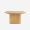 Mesa de centro redonda de madera negra acanalada de 80x45 cm Vaik Descueto