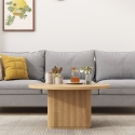 Mesa de centro redonda de madera negra acanalada de 80x45 cm Vaik Modelo