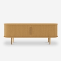 Mueble TV de madera vintage con puertas correderas acanaladas Fersit Modelo
