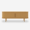 Mueble TV de madera vintage con puertas correderas acanaladas Fersit Modelo