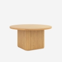 Mesa de centro redonda de madera negra acanalada de 80x45 cm Vaik Catálogo
