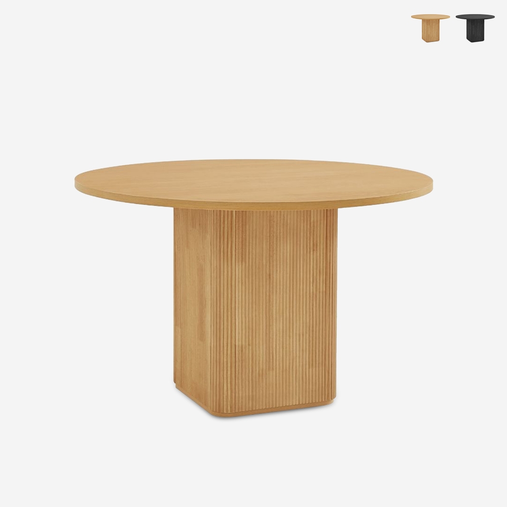 Mesa redonda de madera negra de 120 cm para cocina o salón Tiwit Promoción Mesa redonda de madera negra de 120 cm para cocina o salón Tiwit Promoción