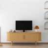 Mueble TV de madera vintage con puertas correderas acanaladas Fersit Rebajas