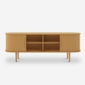 Mueble TV de madera vintage con puertas correderas acanaladas Fersit Características
