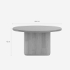 Mesa de centro redonda de madera negra acanalada de 80x45 cm Vaik Medidas
