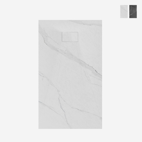 Plato de ducha rectangular 120x90cm a ras de suelo efecto mármol Stone MM Promoción
