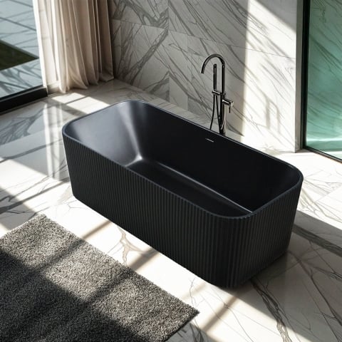 Bañera exenta rectangular mate color negro 170x75cm Lemno Dark Promoción