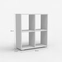 Librería estantería baja blanca y gris moderna para despacho y dormitorio de niños Arkus Stock