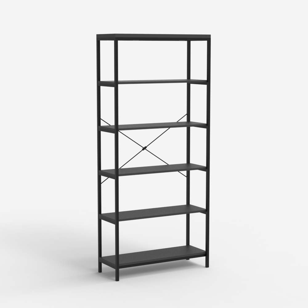 Librería estantería de pared estilo minimalista industrial metal color negro Murat