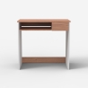 Escritorio compacto de 80 cm para despacho y teletrabajo color blanco y madera Madrid Oferta