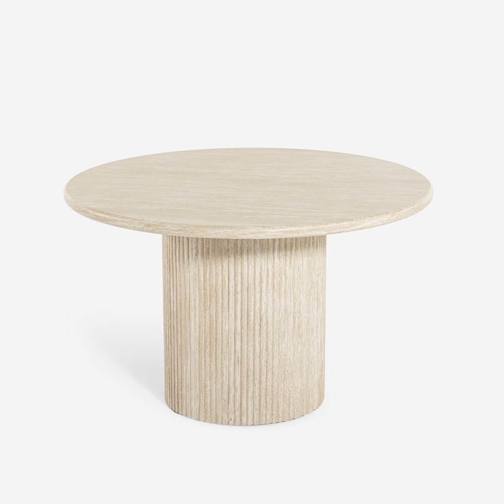 Mesa de comedor redonda 120cm moderna de madera efecto piedra Kara Promoción Mesa de comedor redonda 120cm moderna de madera efecto piedra Kara Promoción