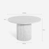 Mesa de comedor redonda 120cm moderna de madera efecto piedra Kara Descueto