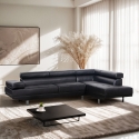 Sofá esquinero con chaise longue de polipiel con reposacabezas reclinables Legatus 