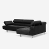 Sofá esquinero con chaise longue de polipiel con reposacabezas reclinables Legatus 