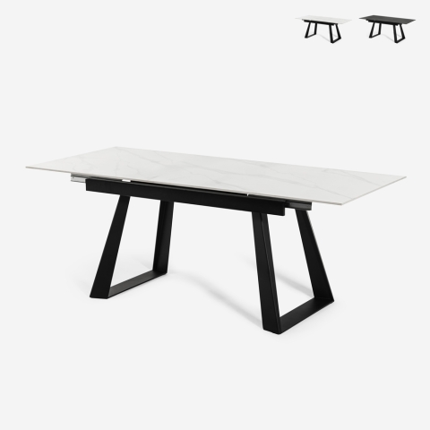 Mesa de comedor extensible moderna 160-200x90cm efecto mármol Caracas Promoción