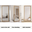 Espejo vertical dorado 180x80cm de pared con soporte de suelo Rektor Descueto