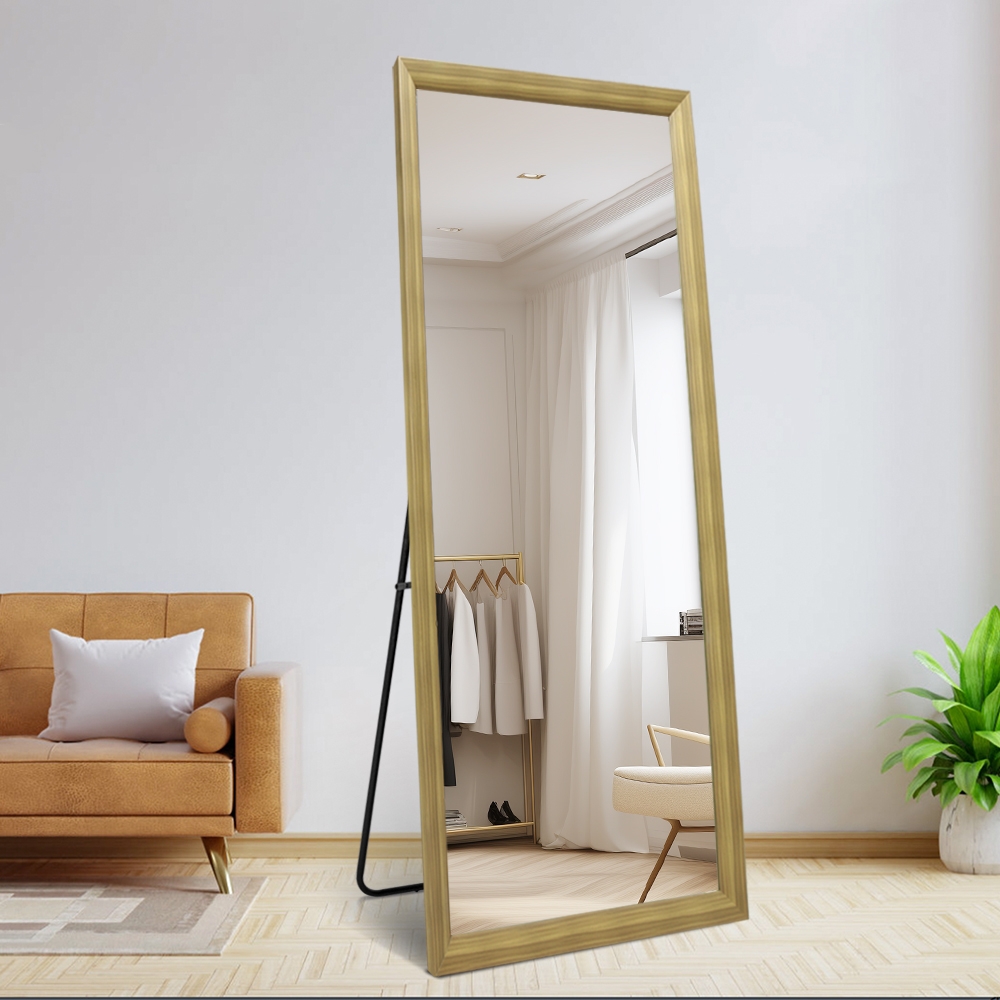 Espejo vertical 180x80cm de pared o suelo efecto madera Kommi Promoción Espejo vertical 180x80cm de pared o suelo efecto madera Kommi Promoción