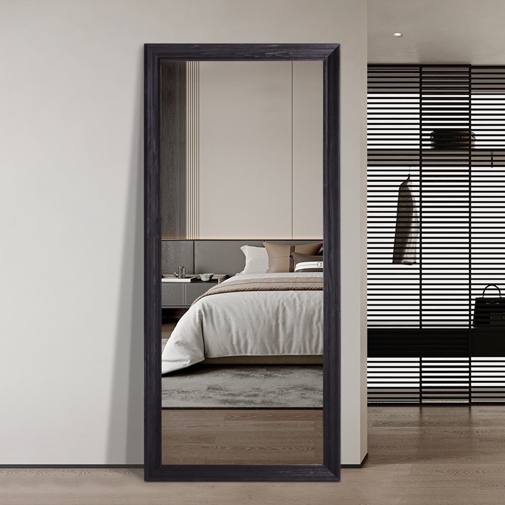   Espejo con marco negro 180x80cm de pared o suelo Aprikosa Promoción 

