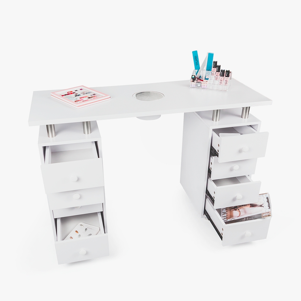 Mesa de manicura y reconstrucción de uñas con aspirador y 8 cajones Squoval Promoción Mesa de manicura y reconstrucción de uñas con aspirador y 8 cajones Squoval Promoción