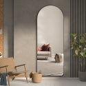 Espejo de pared con marco negro 170x65cm diseño moderno Selur Rebajas