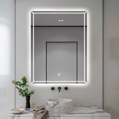 Espejo de baño con desempañador retroiluminado 70x90cm Vindur XL Promoción