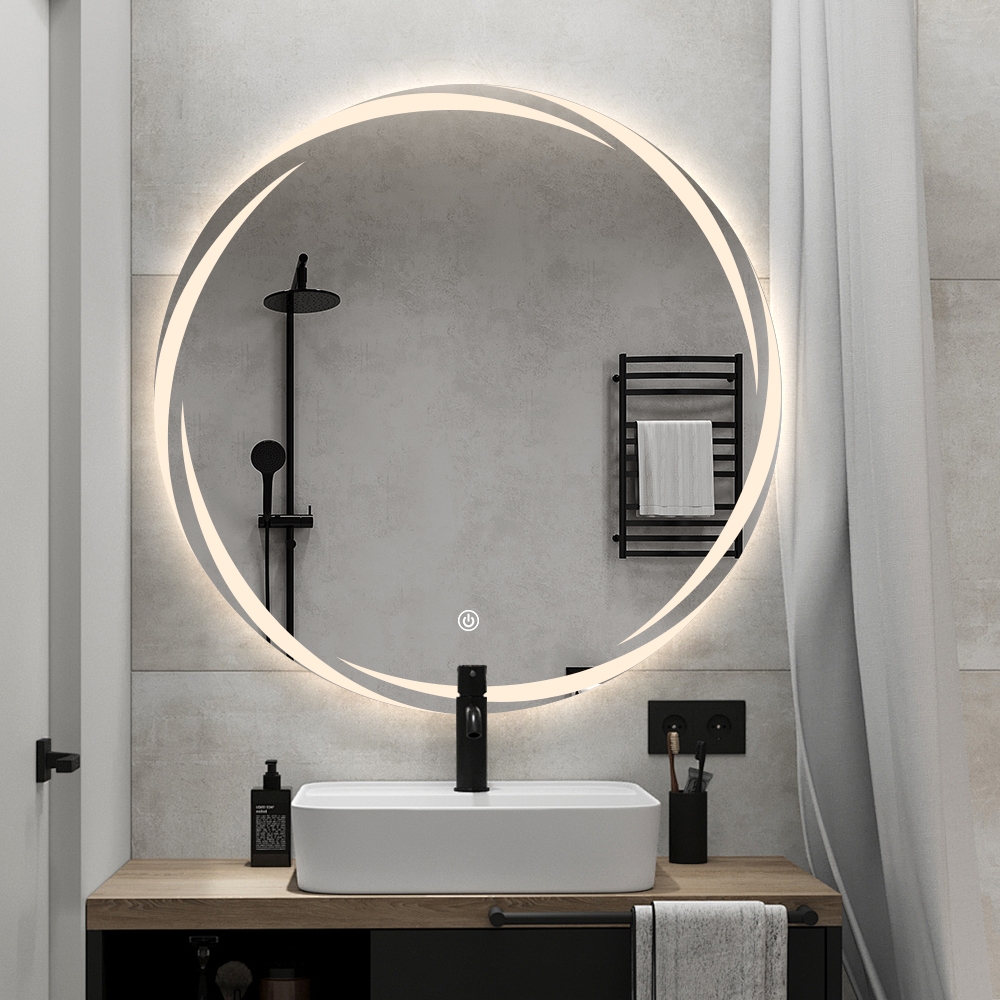 Espejo de baño redondo retroiluminado de 60 cm antivaho Veski L Promoción Espejo de baño redondo retroiluminado de 60 cm antivaho Veski L Promoción